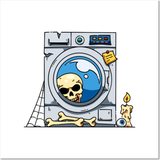 Skull Inside Washing Machine Posters and Art